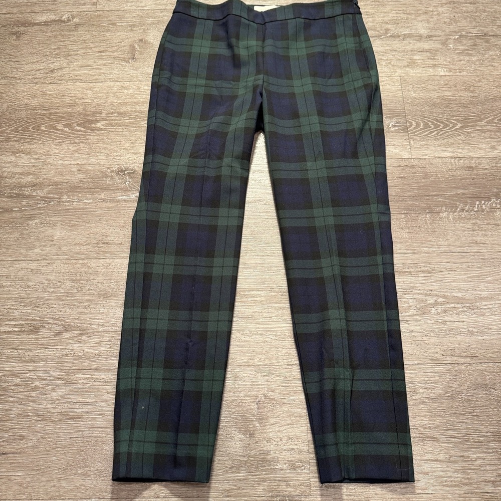 Talbots Pants Womens 6 Blue Green Tartan Plaid Slacks Preppy 29x27 Minimal Adult